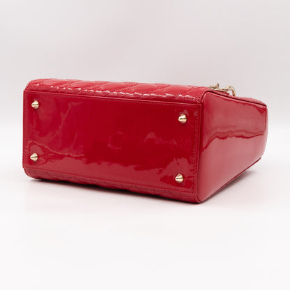 Lady Dior Medium Red Patent Leather