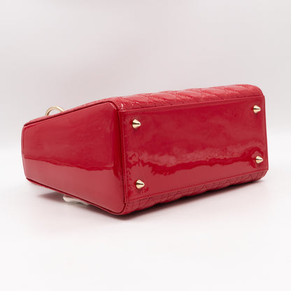 Lady Dior Medium Red Patent Leather