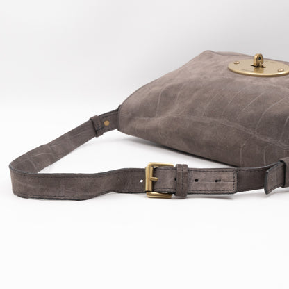 Bayswater Camera Bag Grey Croc Embossed Suede Leather