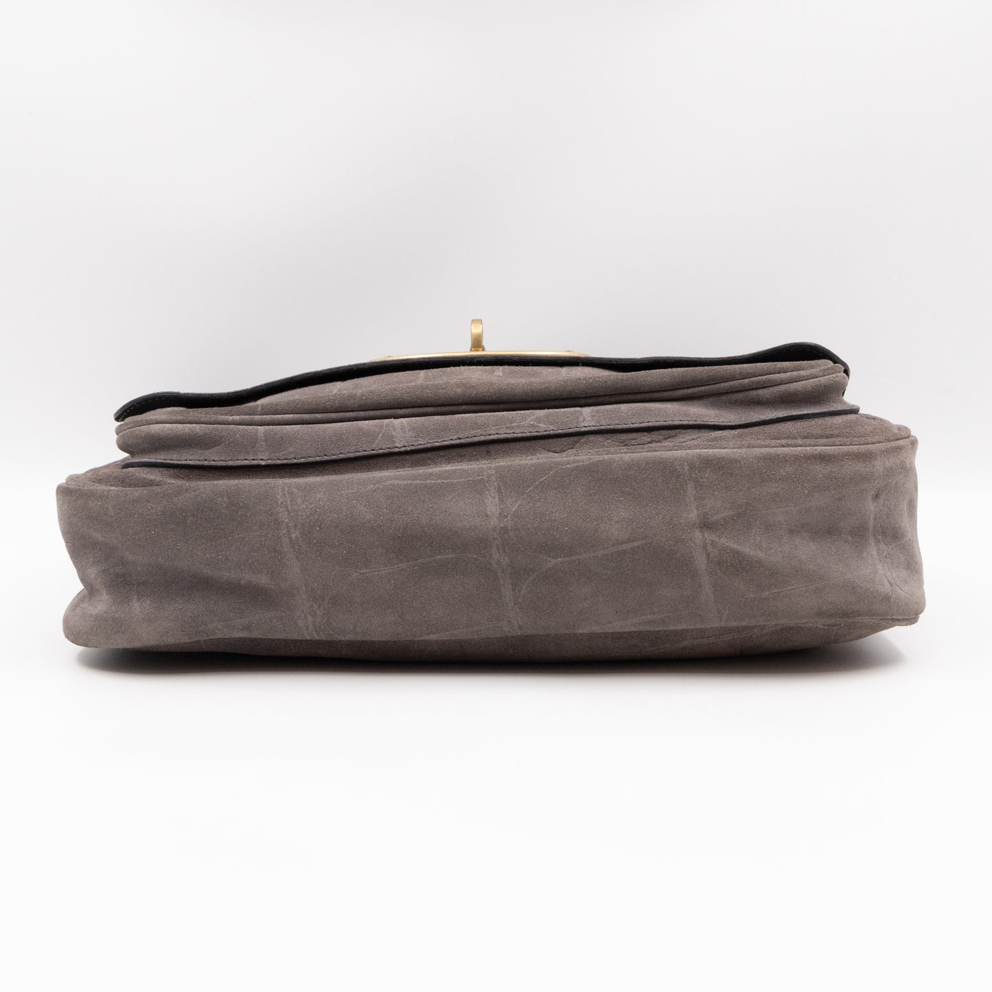 Bayswater Camera Bag Grey Croc Embossed Suede Leather