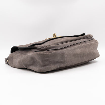 Bayswater Camera Bag Grey Croc Embossed Suede Leather