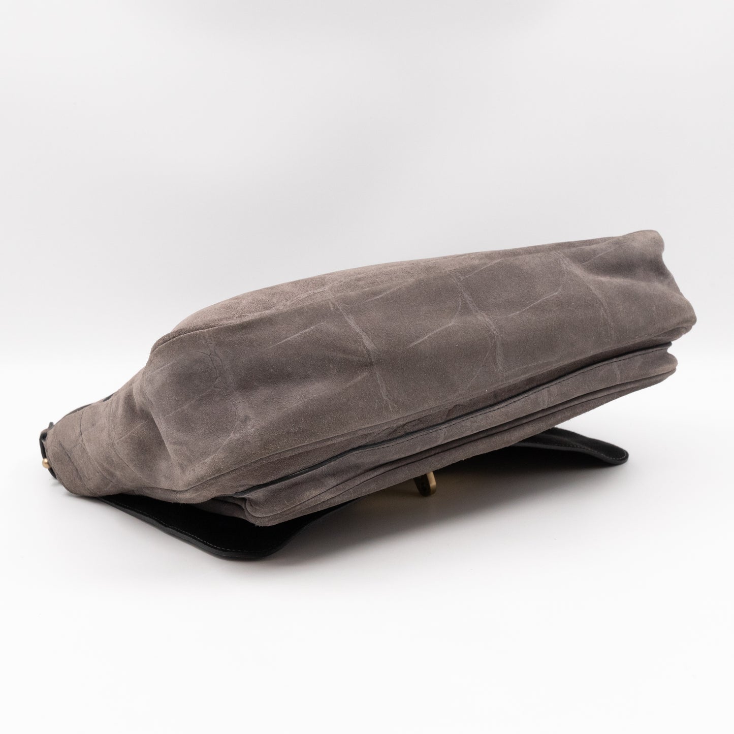 Bayswater Camera Bag Grey Croc Embossed Suede Leather