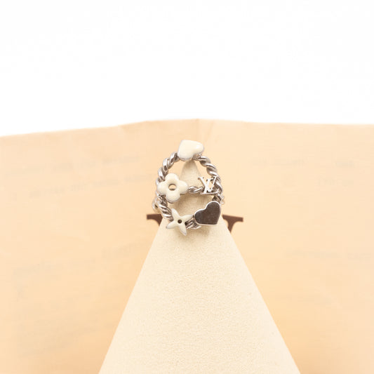 Sweet Monogram Ring White Silver