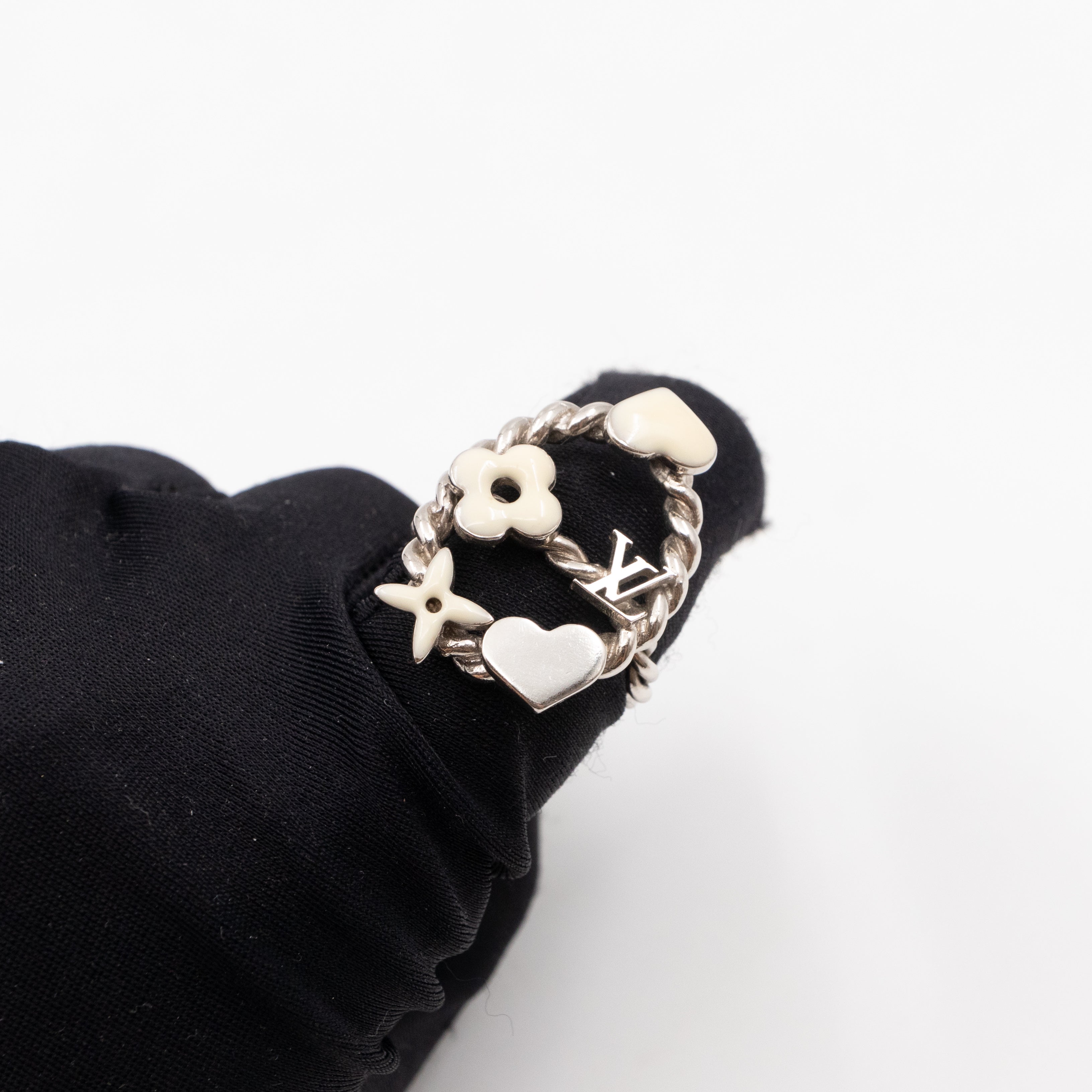 Sweet Monogram Ring White Silver
