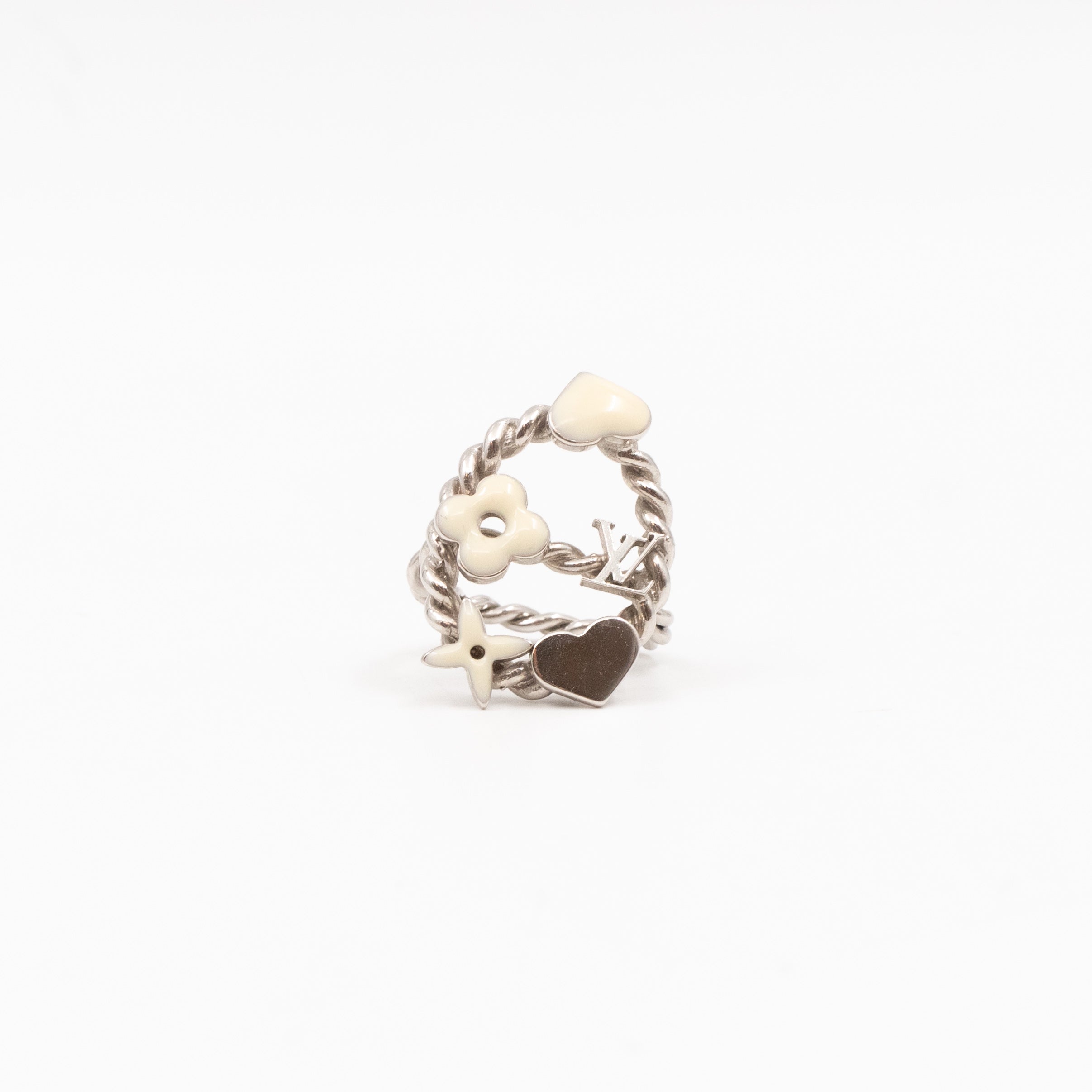 Sweet Monogram Ring White Silver