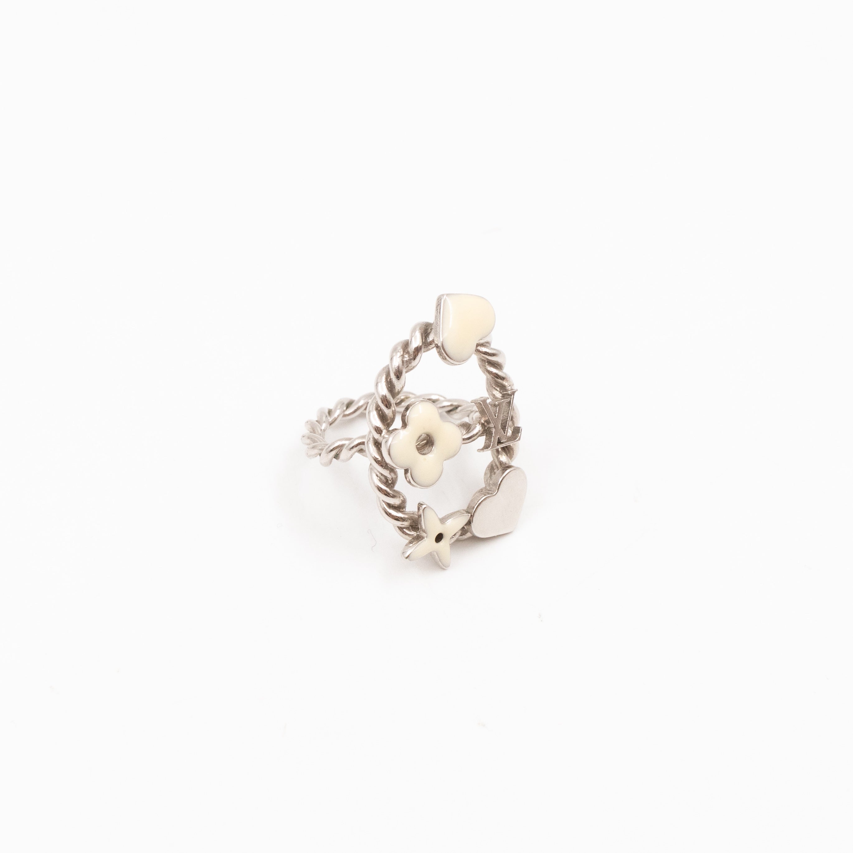 Sweet Monogram Ring White Silver