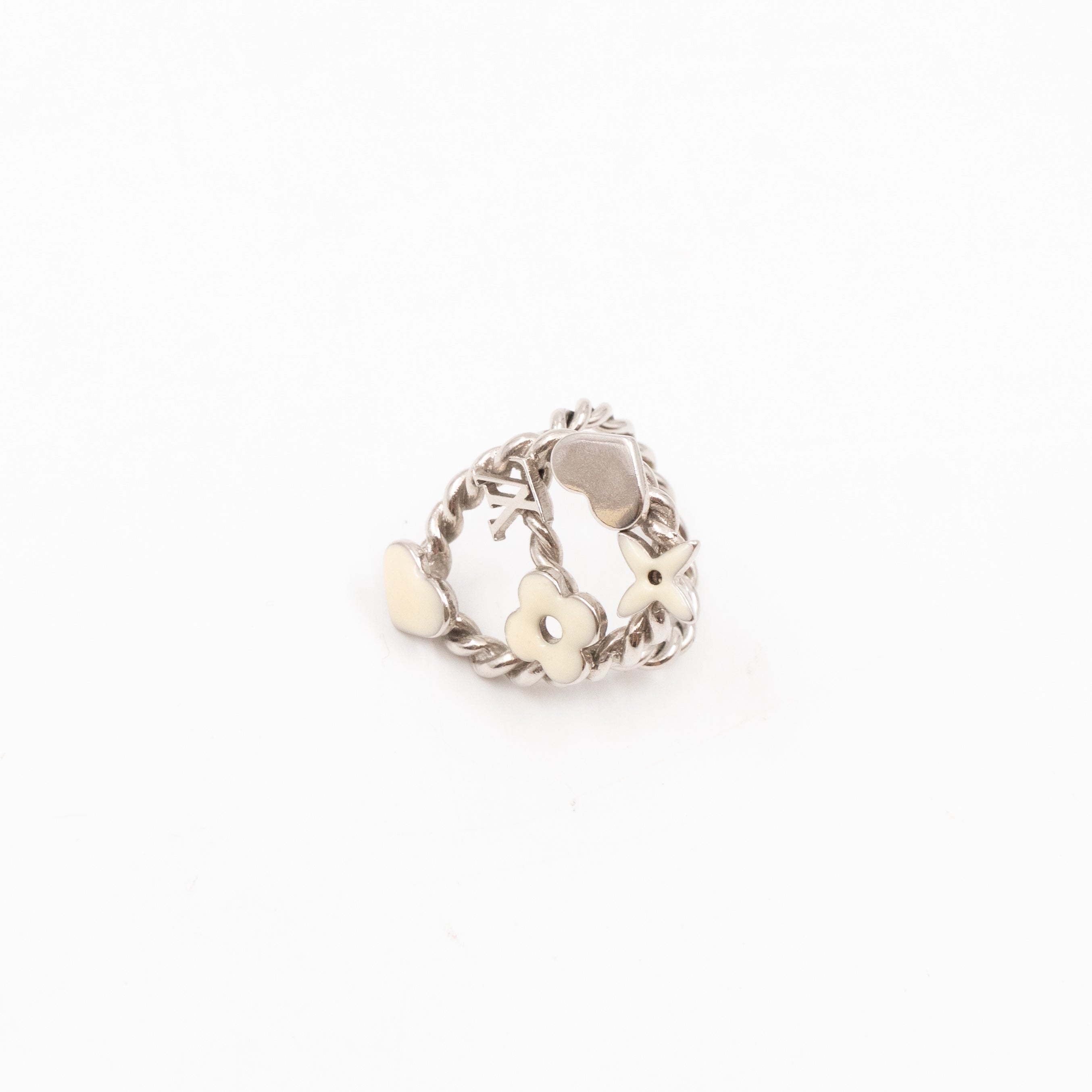 Sweet Monogram Ring White Silver