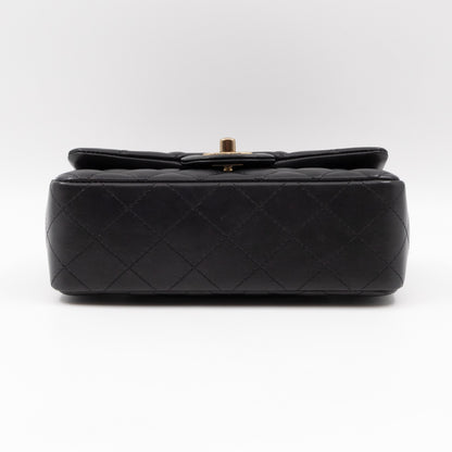 Classic Flap Mini Rectangular Black Lambskin Leather