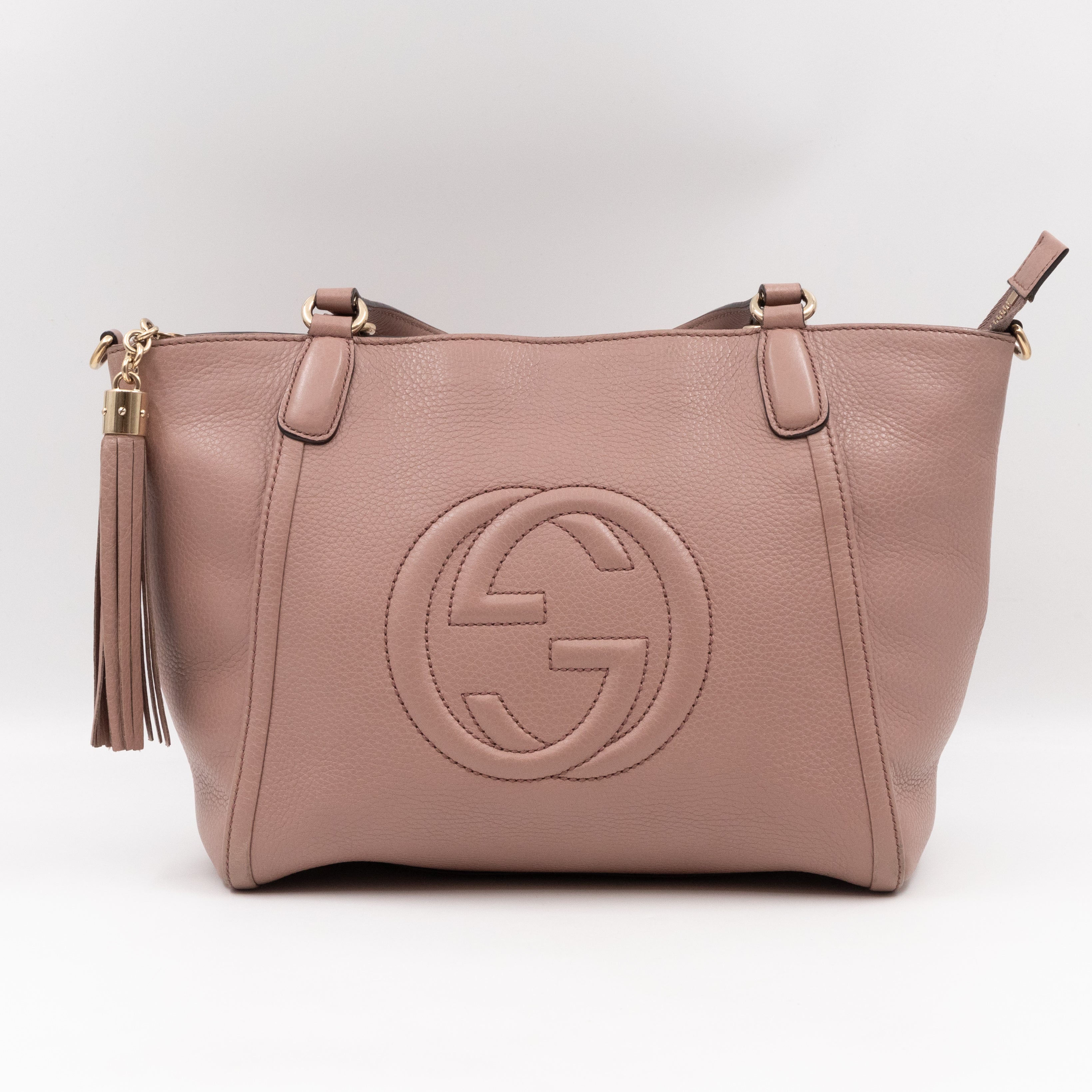 Soho Two Way Shoulder Bag Rose Beige Leather