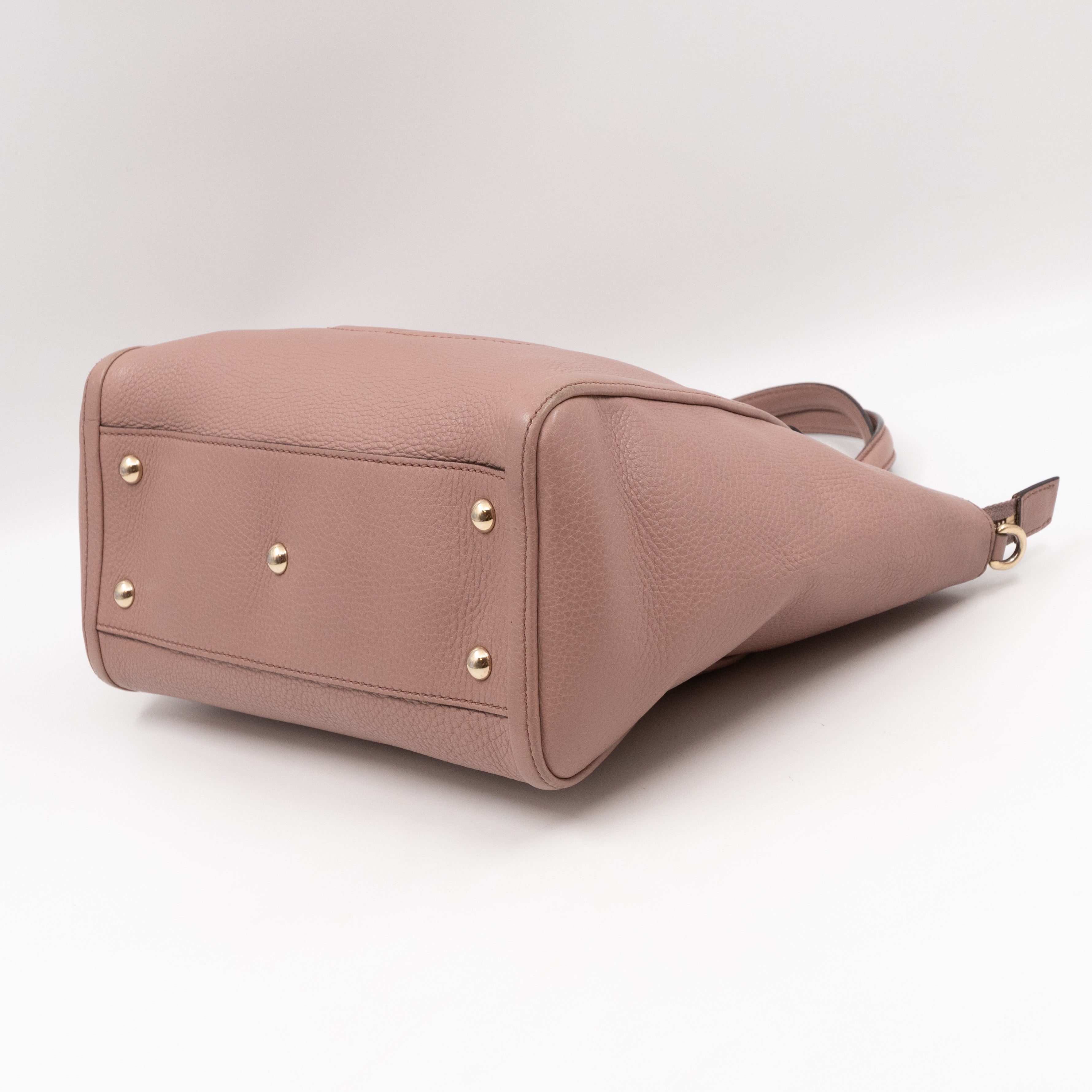 Soho Two Way Shoulder Bag Rose Beige Leather