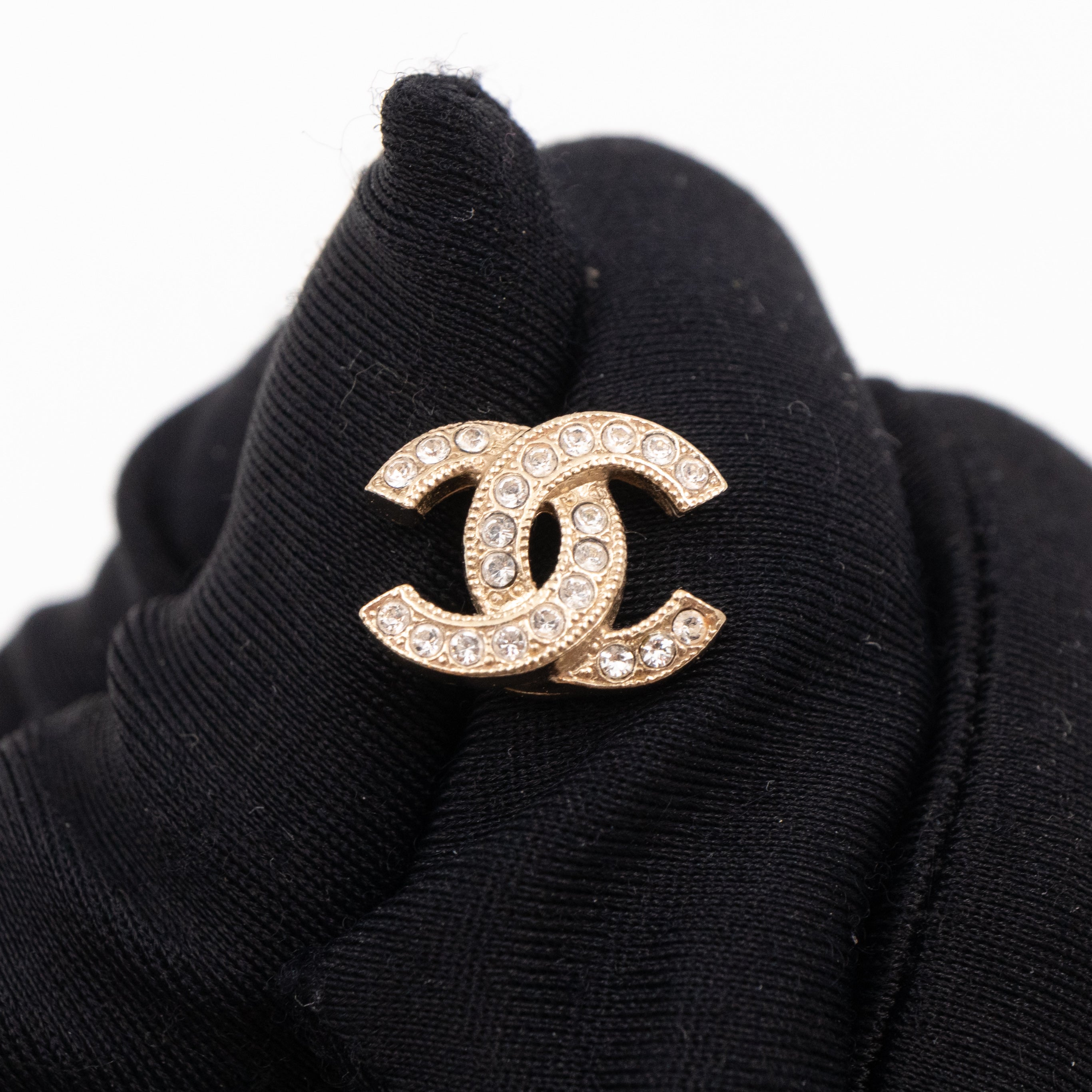 Mini CC Crystal Earrings Light Gold