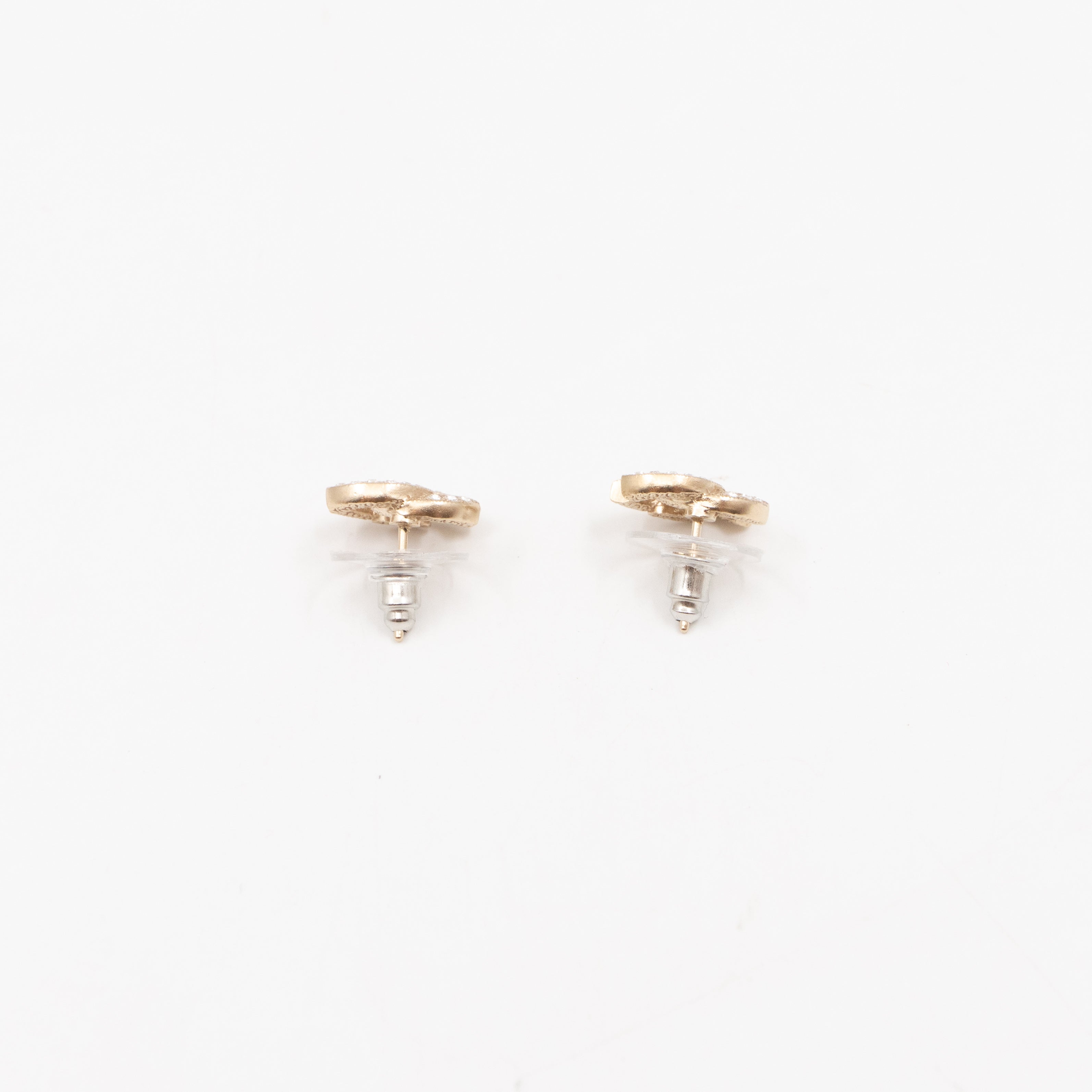 Mini CC Crystal Earrings Light Gold