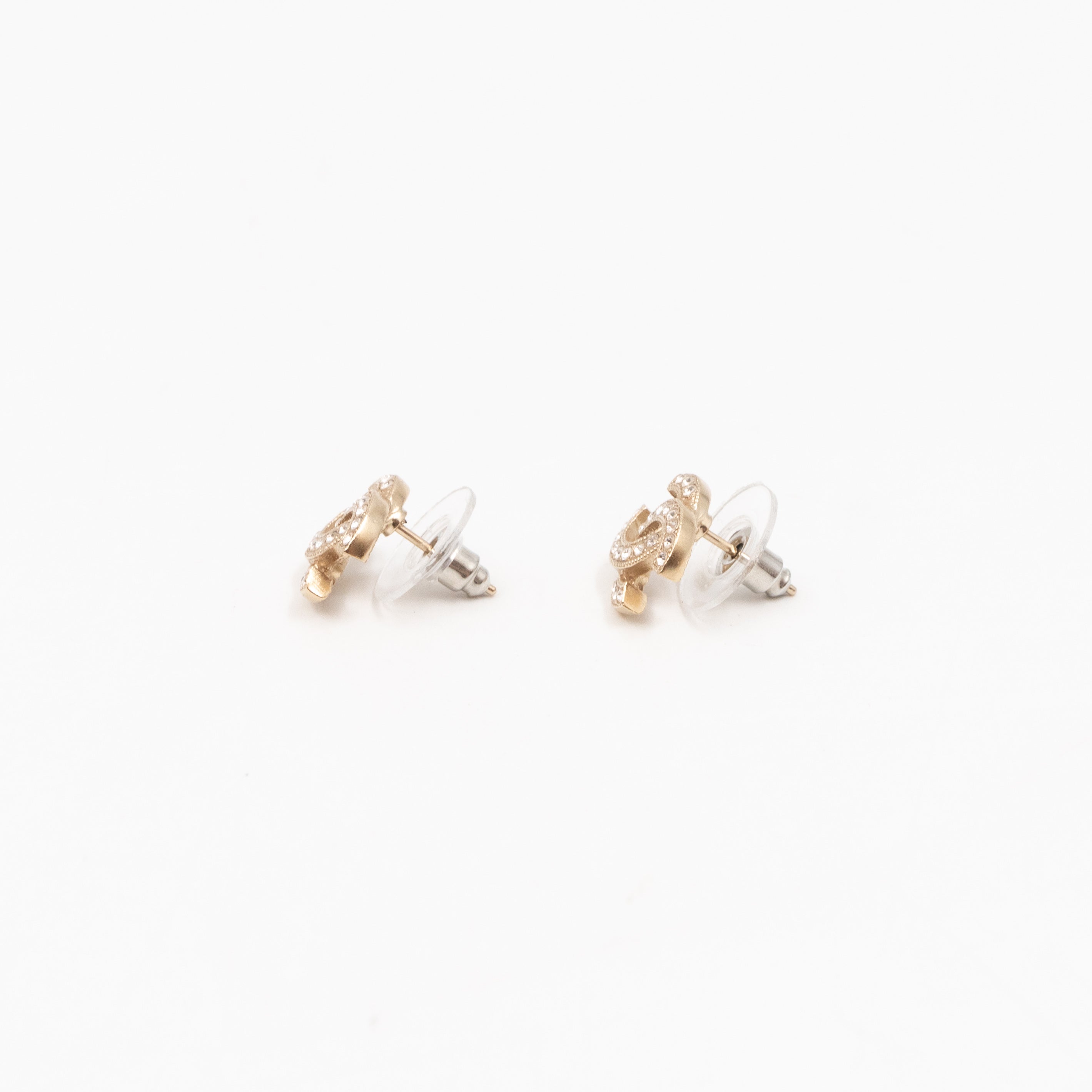 Mini CC Crystal Earrings Light Gold