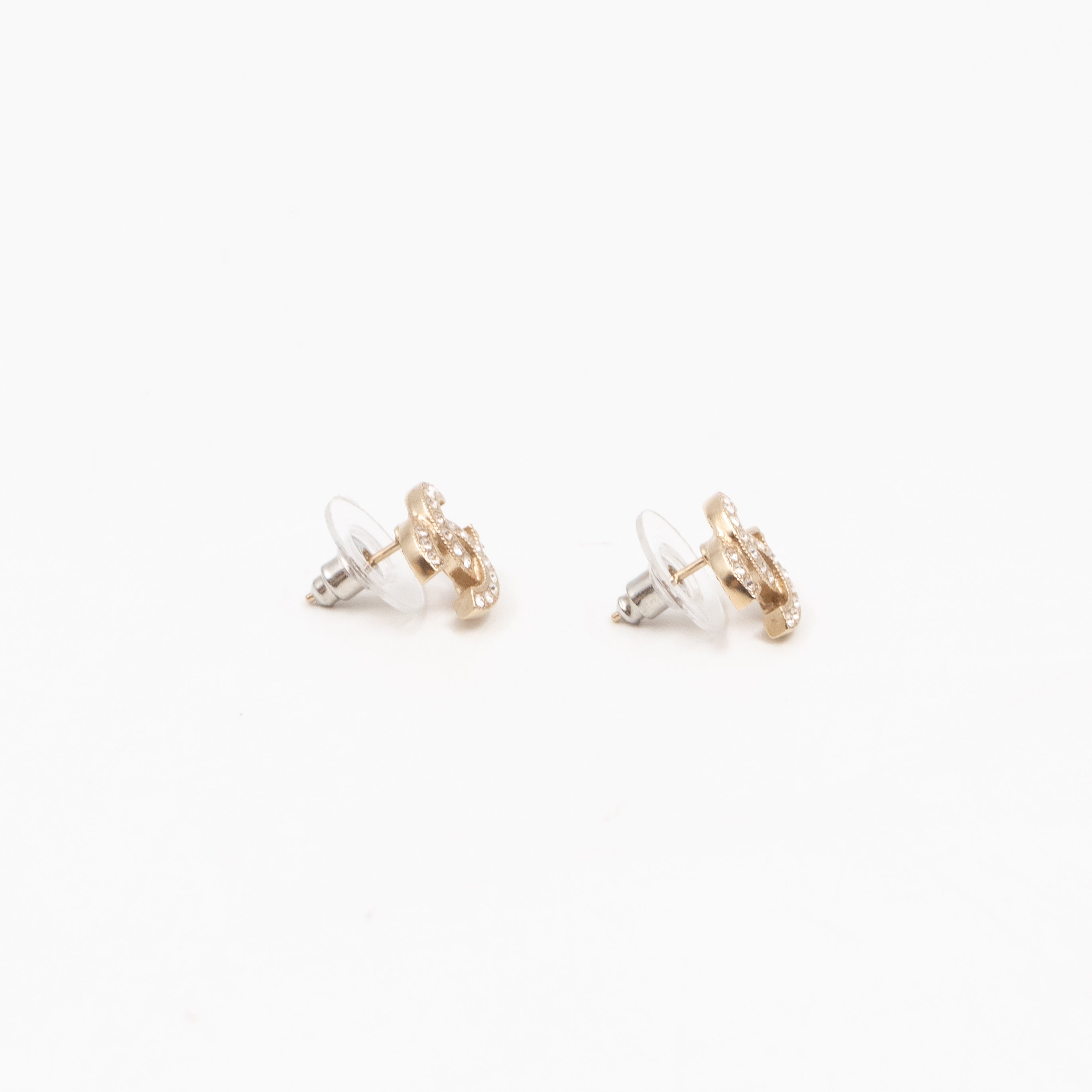 Mini CC Crystal Earrings Light Gold