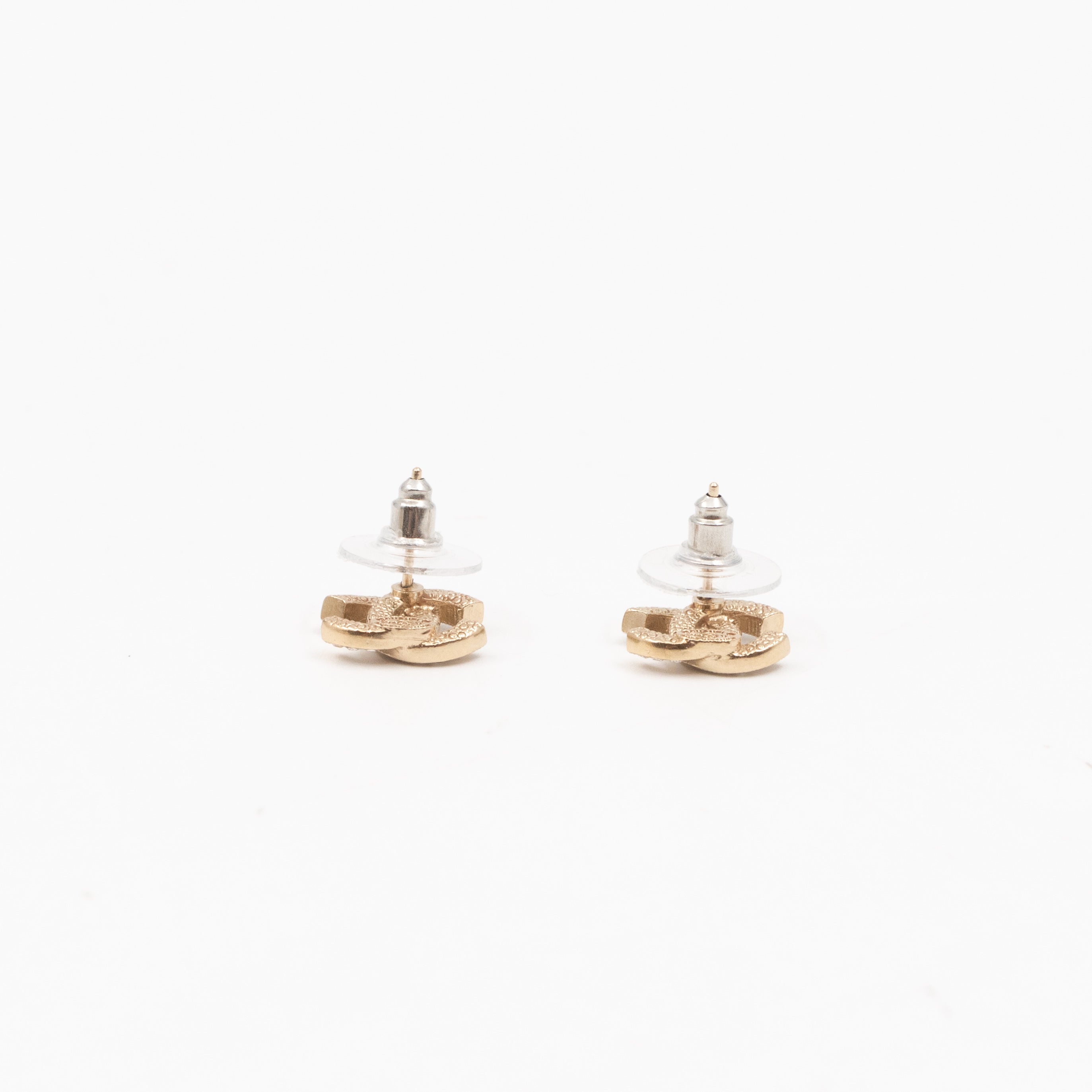 Mini CC Crystal Earrings Light Gold