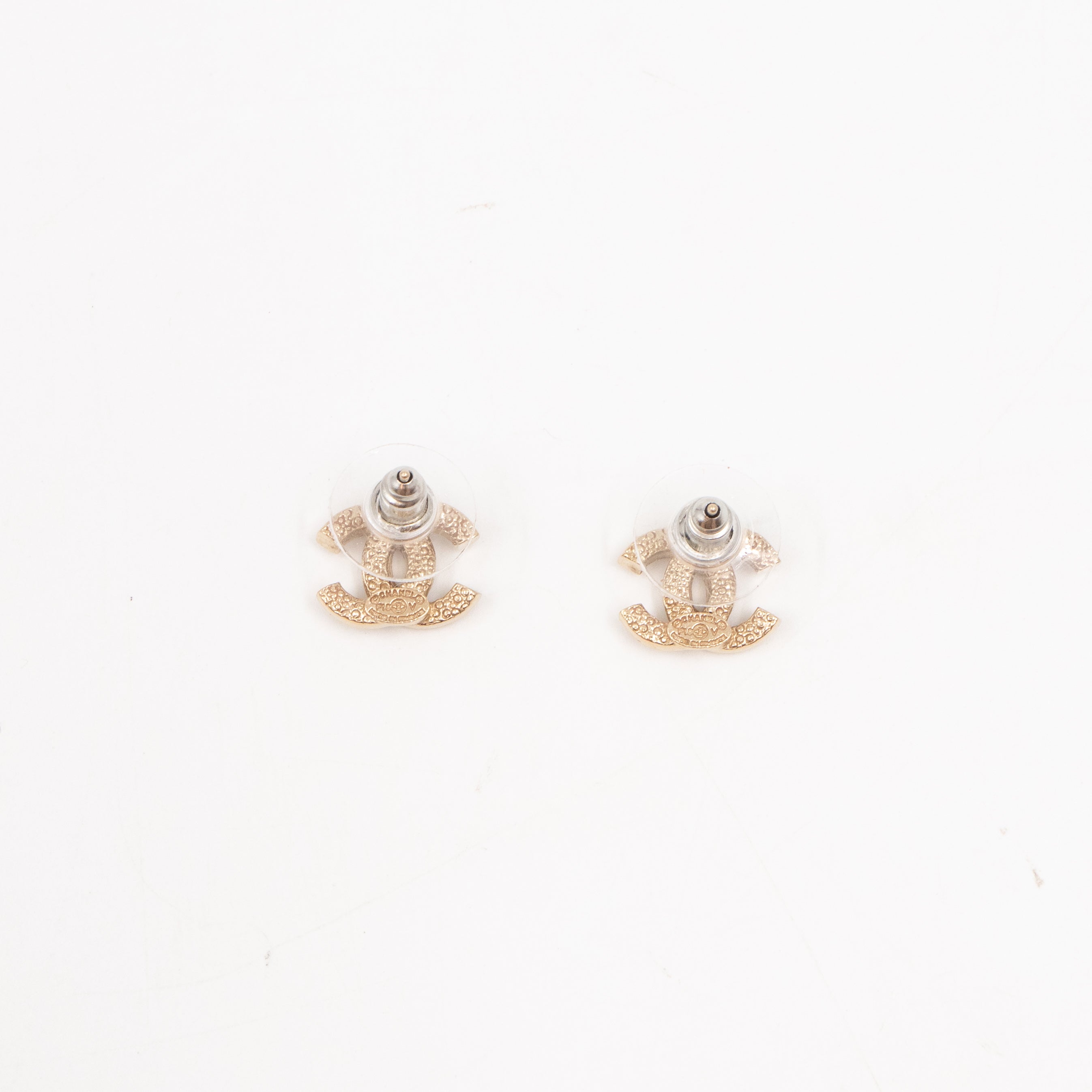 Mini CC Crystal Earrings Light Gold