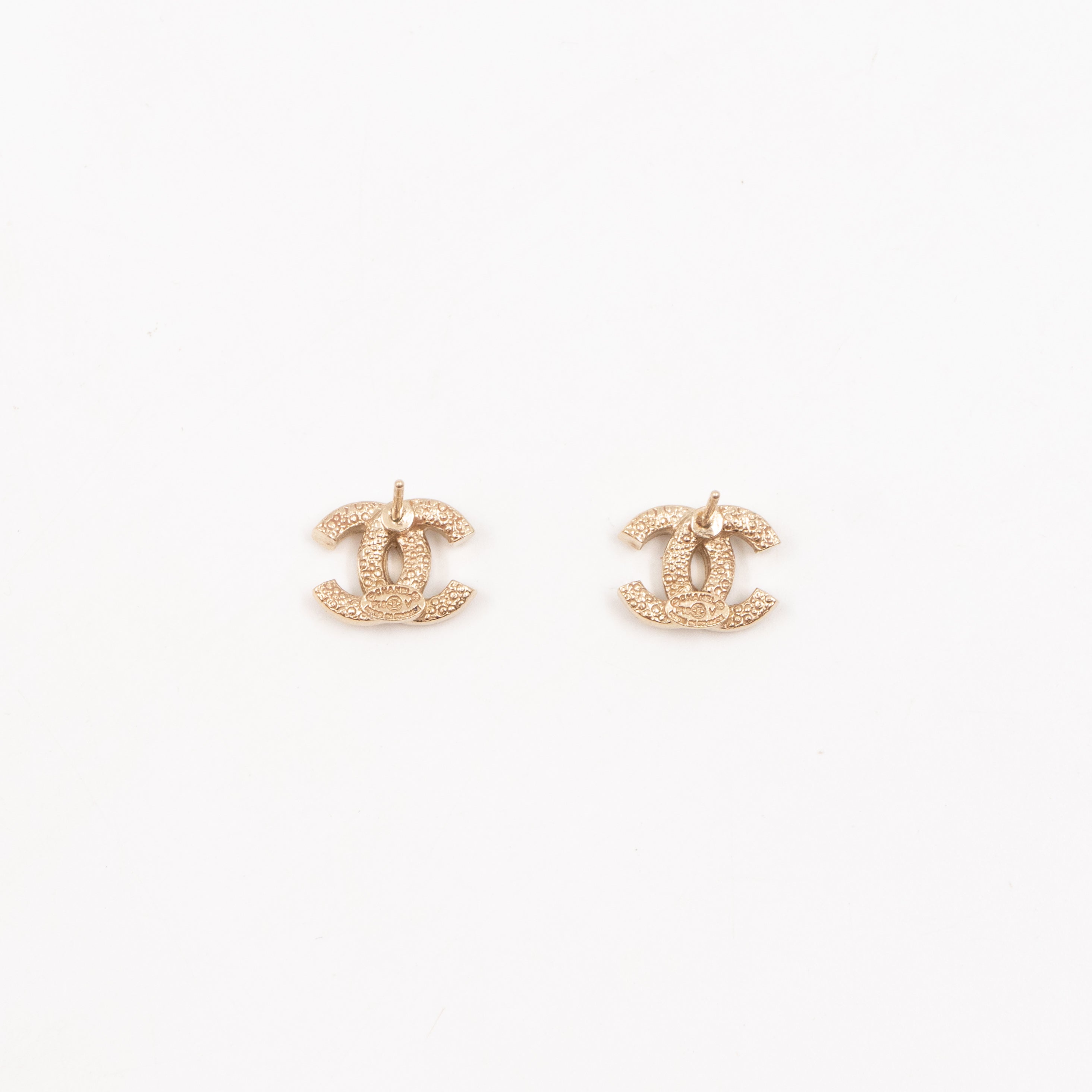 Mini CC Crystal Earrings Light Gold