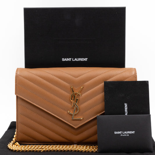 Cassandre Chain Wallet Dark Natural Grained Leather