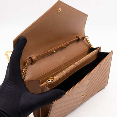 Cassandre Chain Wallet Dark Natural Grained Leather