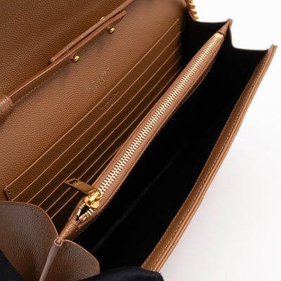 Cassandre Chain Wallet Dark Natural Grained Leather