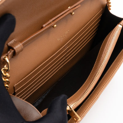 Cassandre Chain Wallet Dark Natural Grained Leather