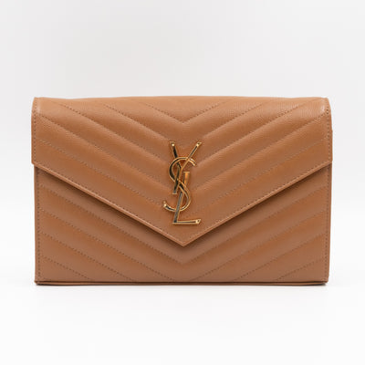 Cassandre Chain Wallet Dark Natural Grained Leather