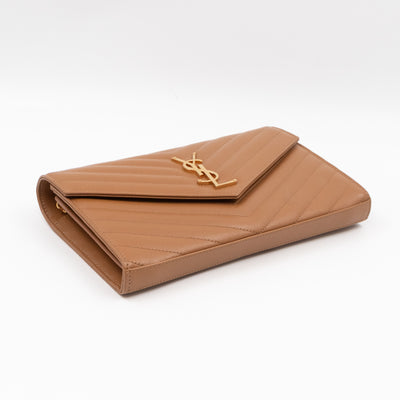 Cassandre Chain Wallet Dark Natural Grained Leather