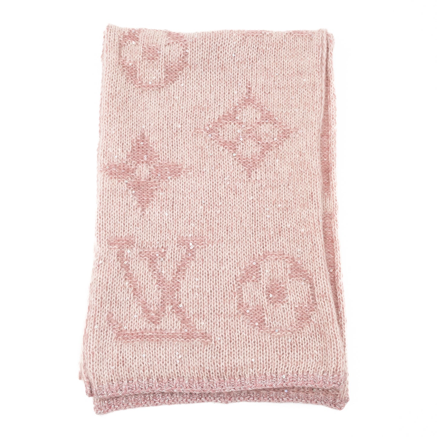 Monogram Glitter Scarf Light Pink Mohair & Nylon Blend