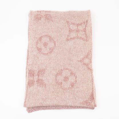 Monogram Glitter Scarf Light Pink Mohair & Nylon Blend