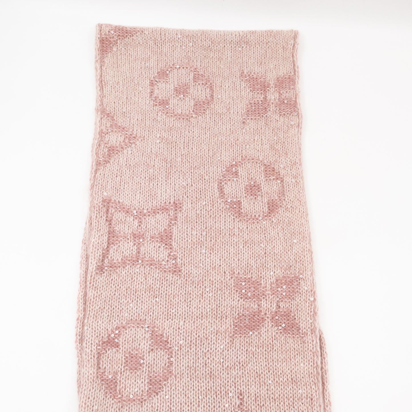 Monogram Glitter Scarf Light Pink Mohair & Nylon Blend