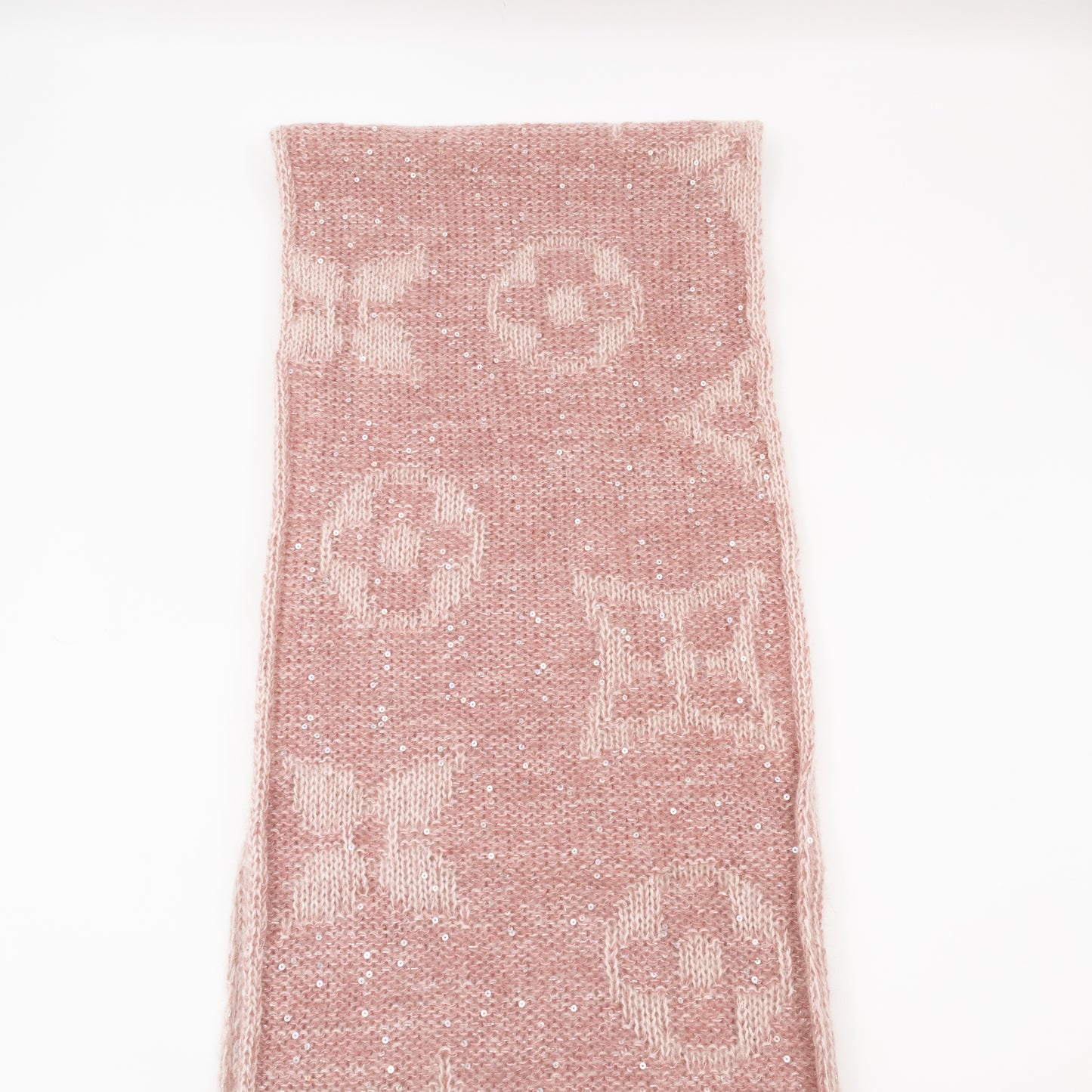 Monogram Glitter Scarf Light Pink Mohair & Nylon Blend