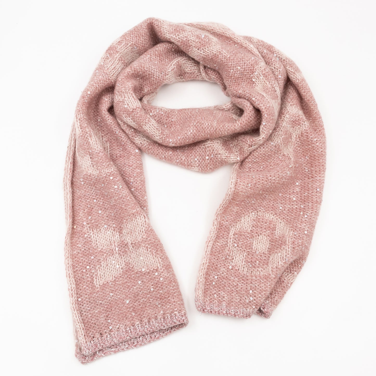 Monogram Glitter Scarf Light Pink Mohair & Nylon Blend