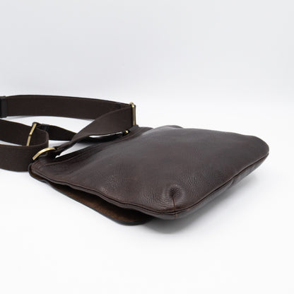 Vintage Crossbody Flap Bag Brown Leather