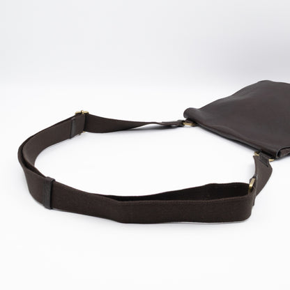 Vintage Crossbody Flap Bag Brown Leather