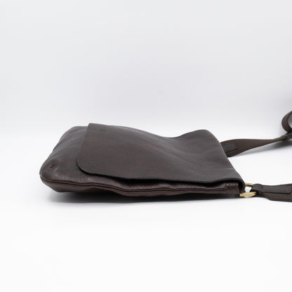 Vintage Crossbody Flap Bag Brown Leather