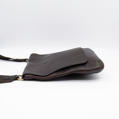 Vintage Crossbody Flap Bag Brown Leather