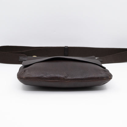 Vintage Crossbody Flap Bag Brown Leather