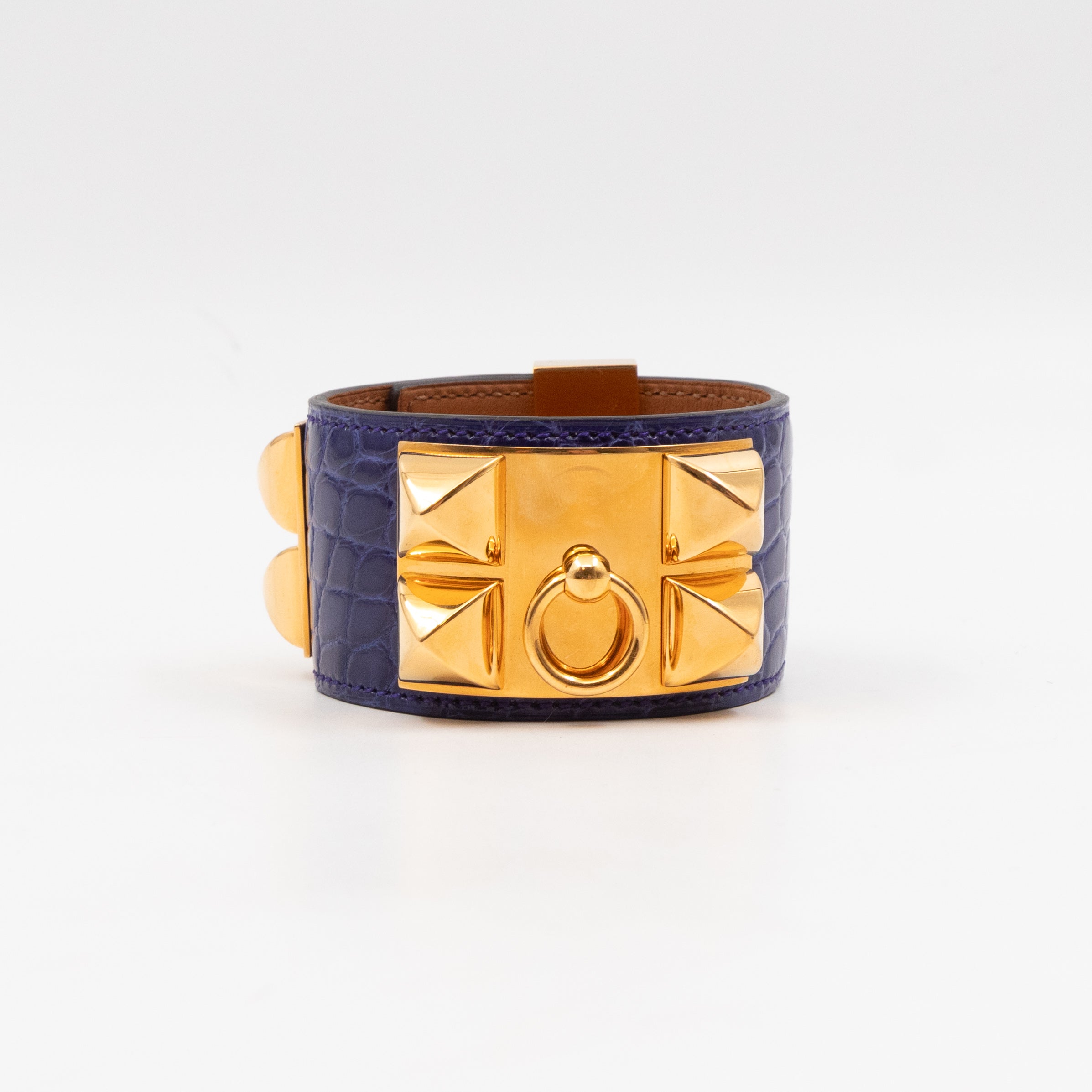 Collier de Chien Alligator Bleu Electrique & Gold Bracelet