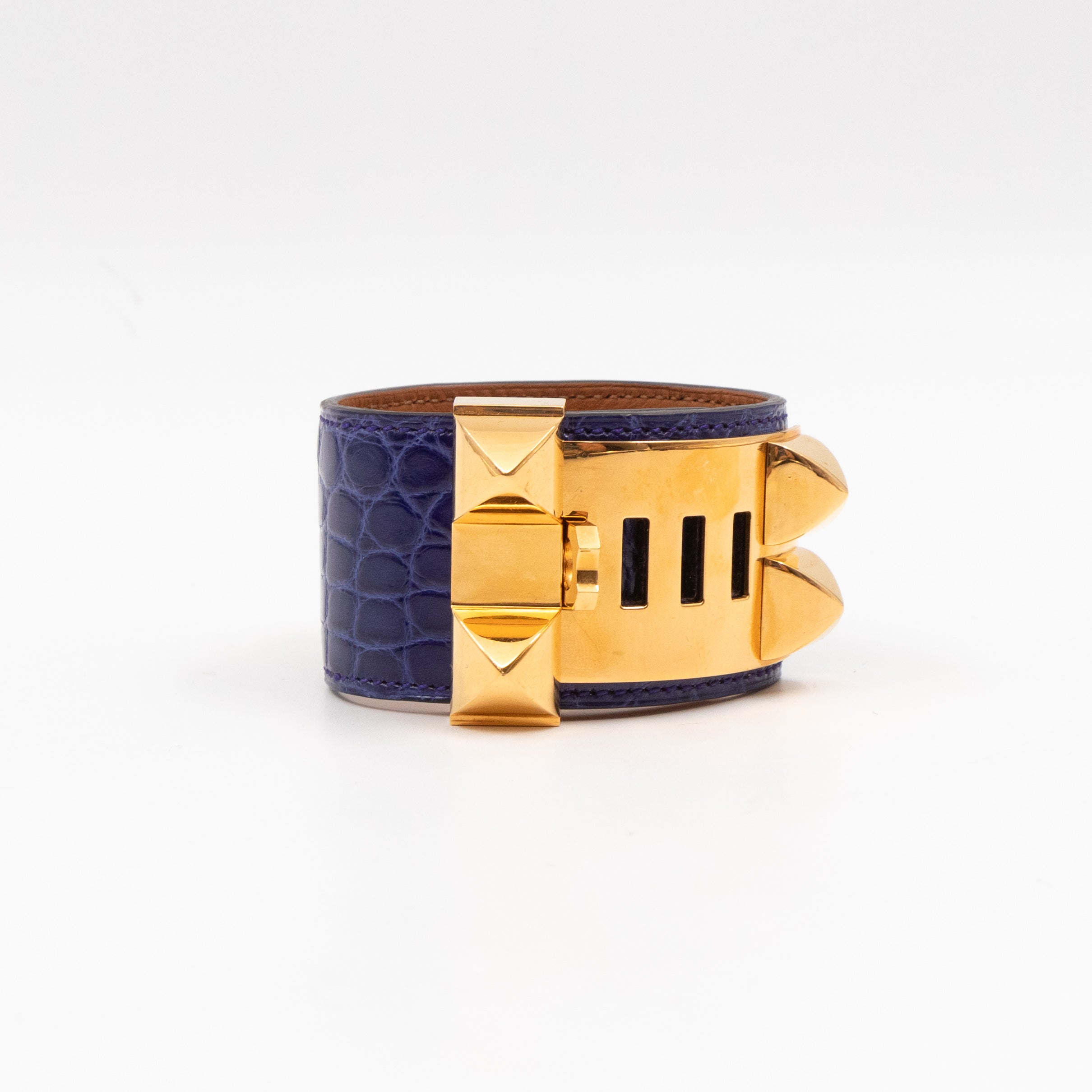 Collier de Chien Alligator Bleu Electrique & Gold Bracelet