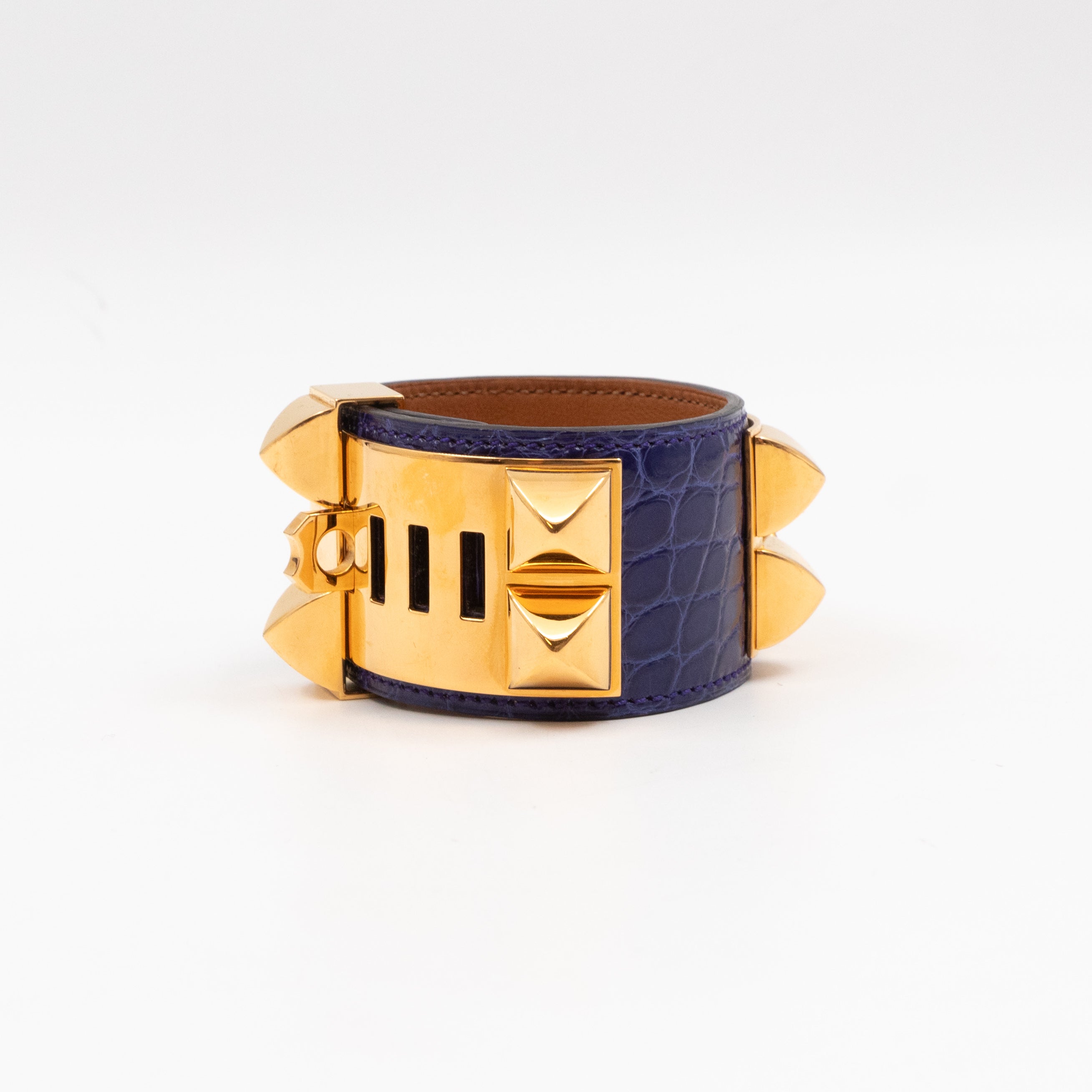 Collier de Chien Alligator Bleu Electrique & Gold Bracelet