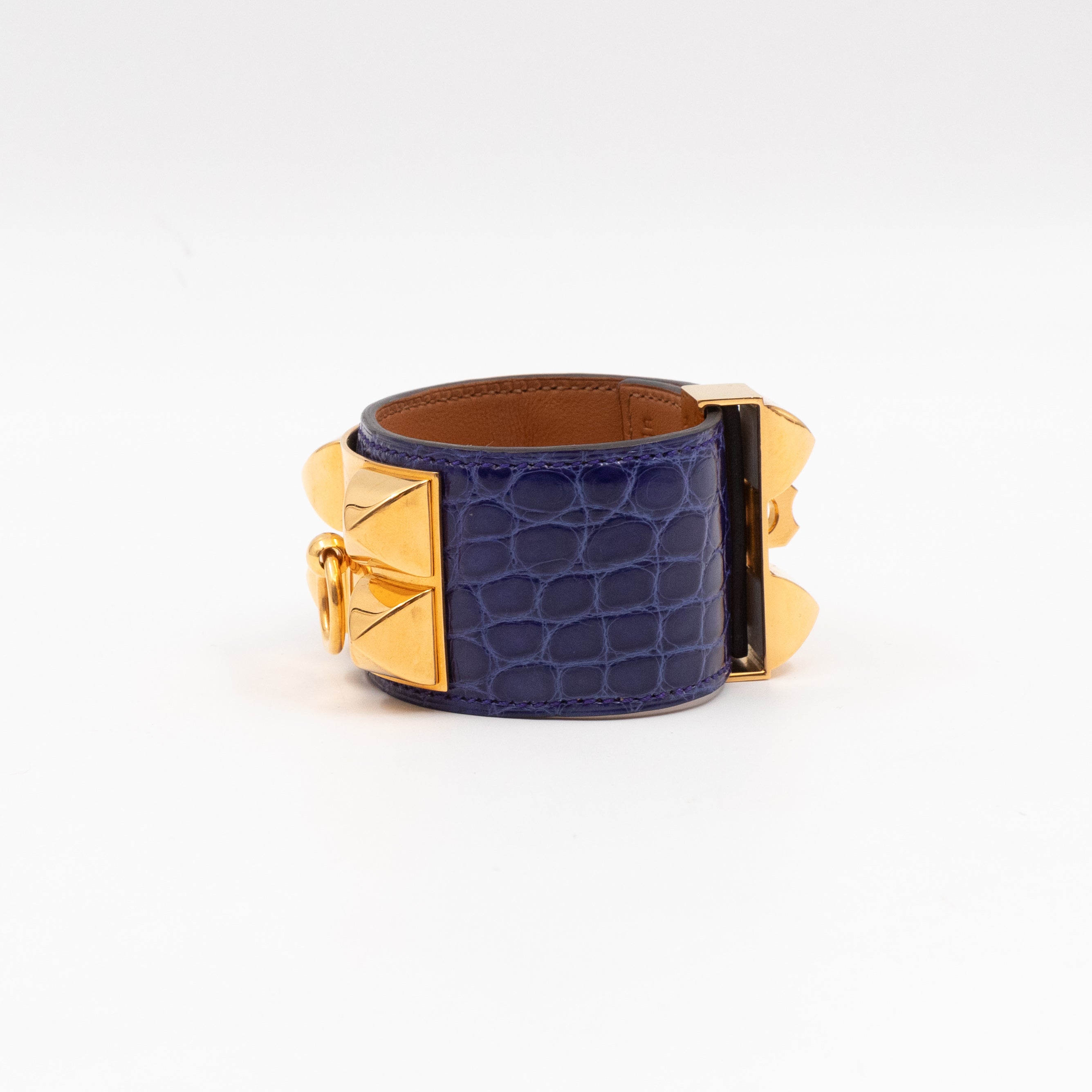 Collier de Chien Alligator Bleu Electrique & Gold Bracelet