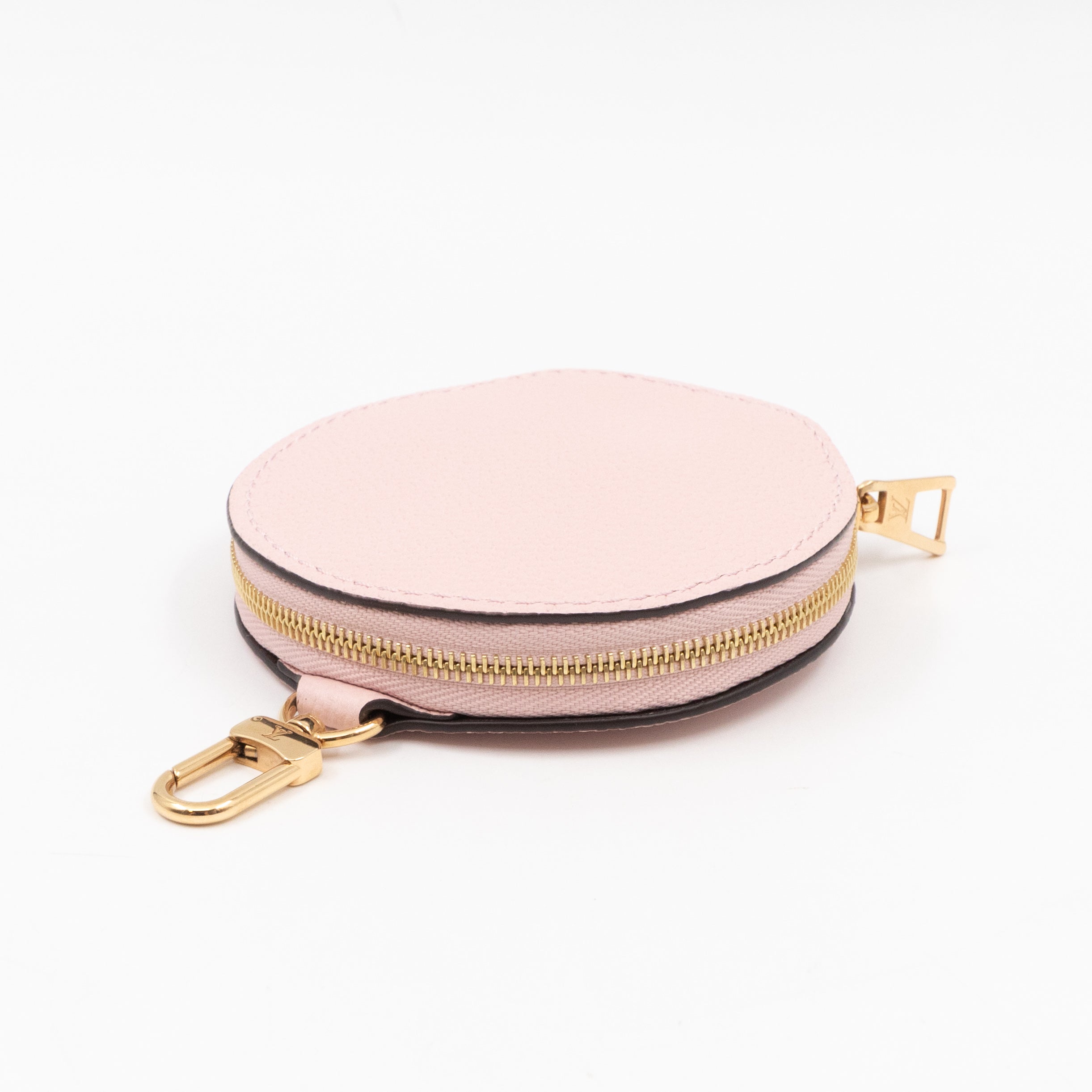 Round Coin Purse Light Pink Leather