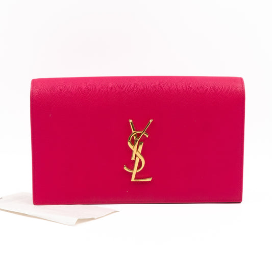 Classic Kate Clutch Pink Grained Leather