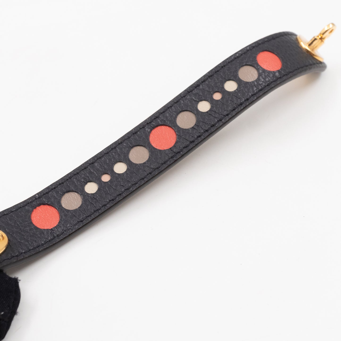 Postman's Lock Design Bracelet Black Leather & Dots