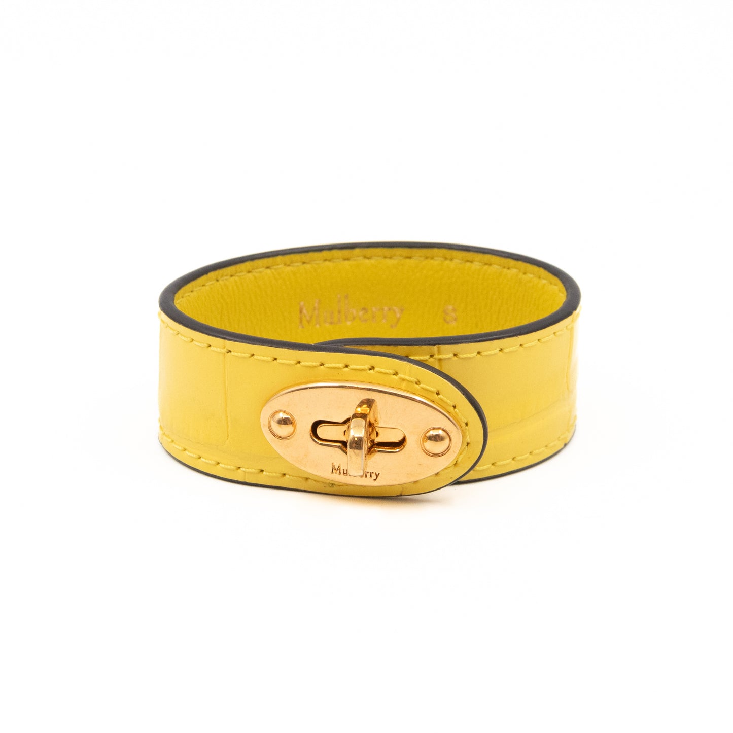 Postman's Lock Design Bracelet Yellow Leather