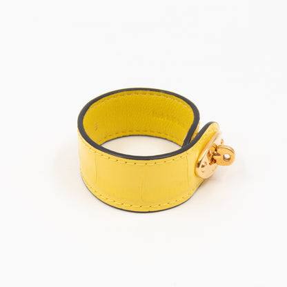 Postman's Lock Design Bracelet Yellow Leather