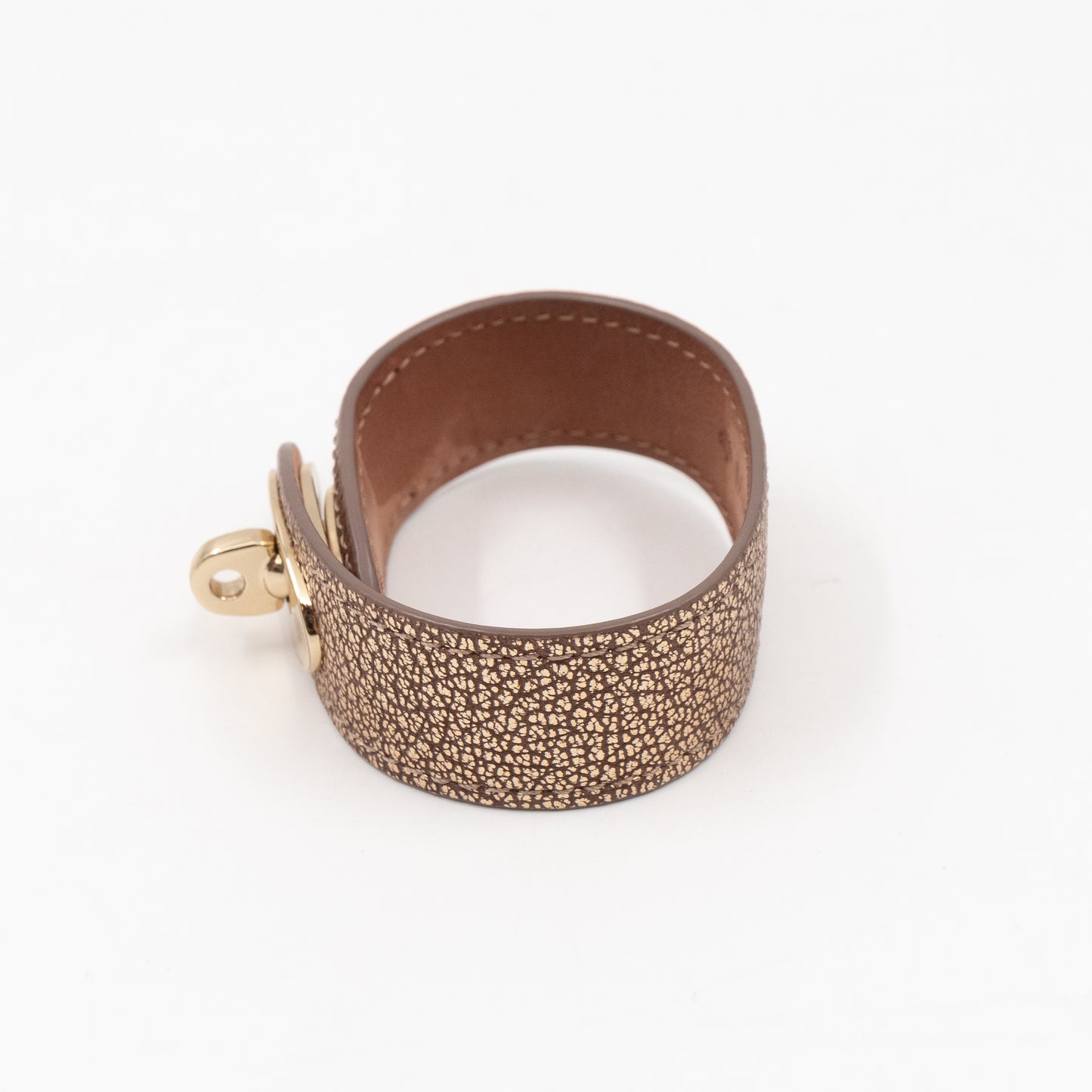 Postman's Lock Design Bracelet Champagne Leather