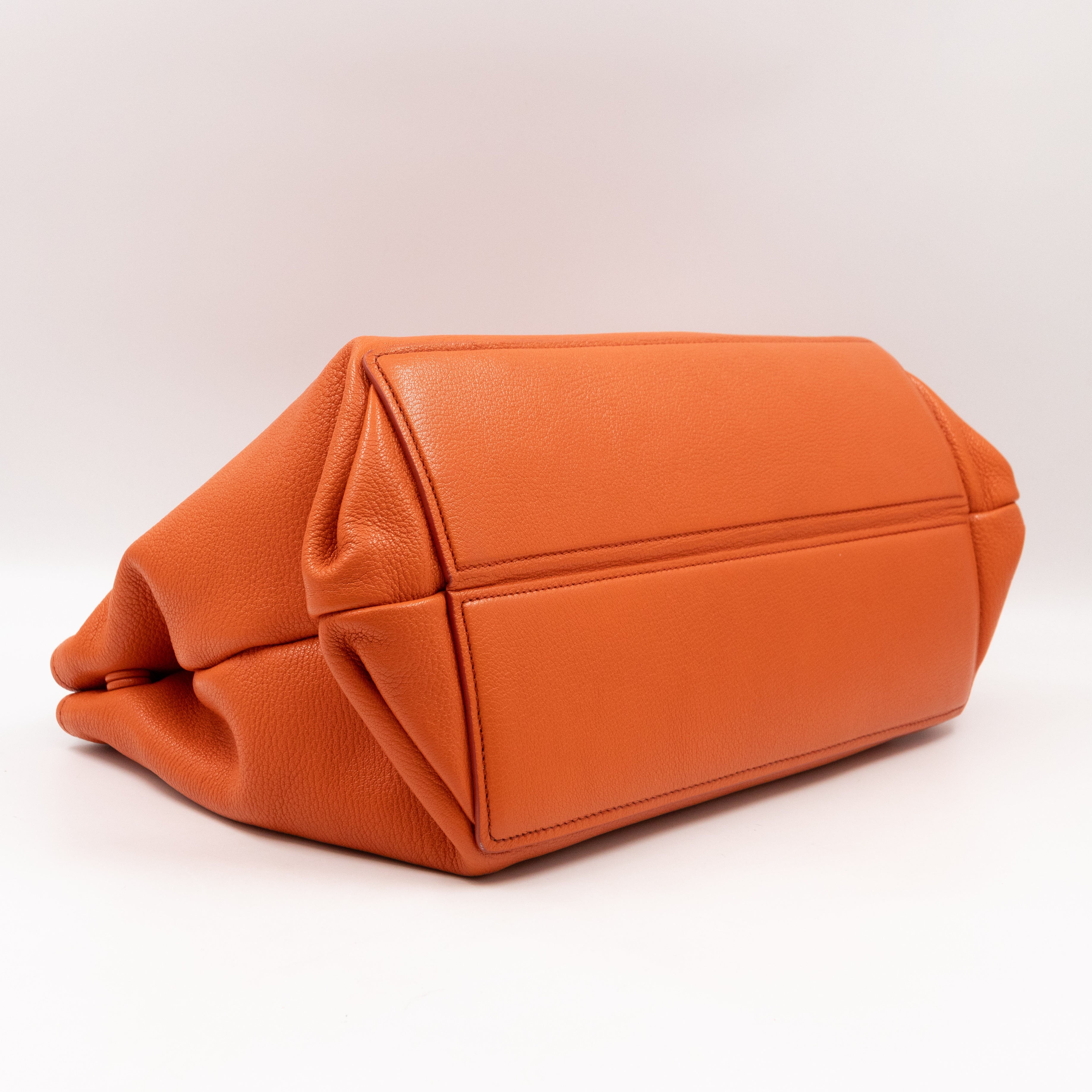 Tote Bag Orange Leather with Pouch
