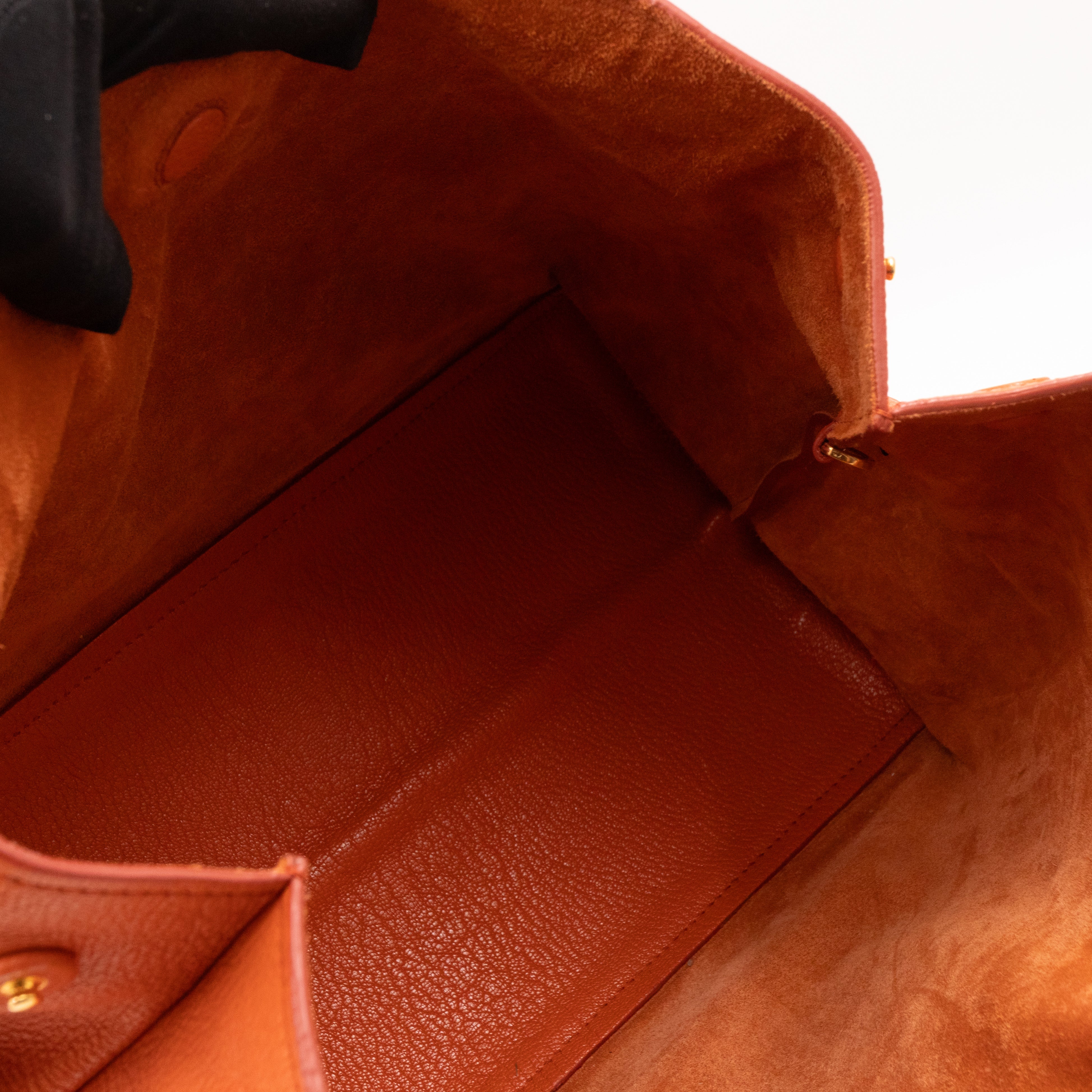 Tote Bag Orange Leather with Pouch