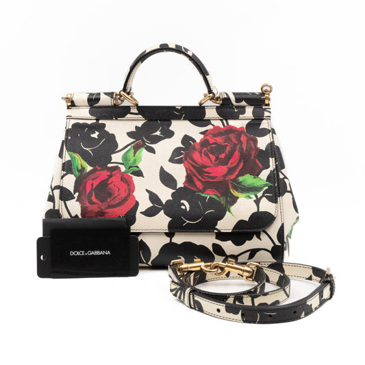 Sicily Red Roses Print Dauphine Leather